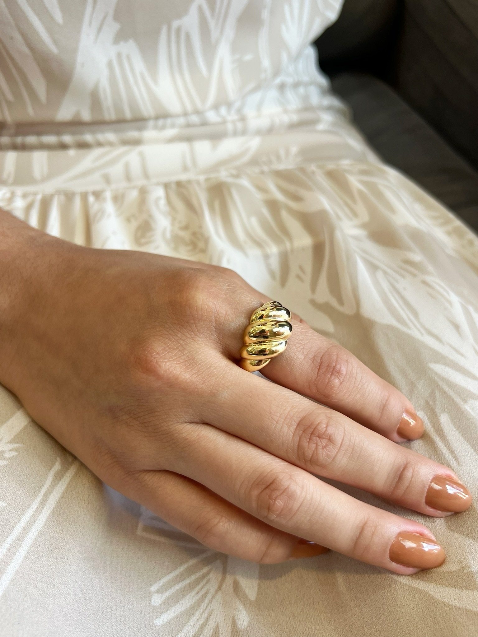 Anel Crossaint ajustável Banhado a Ouro 18k