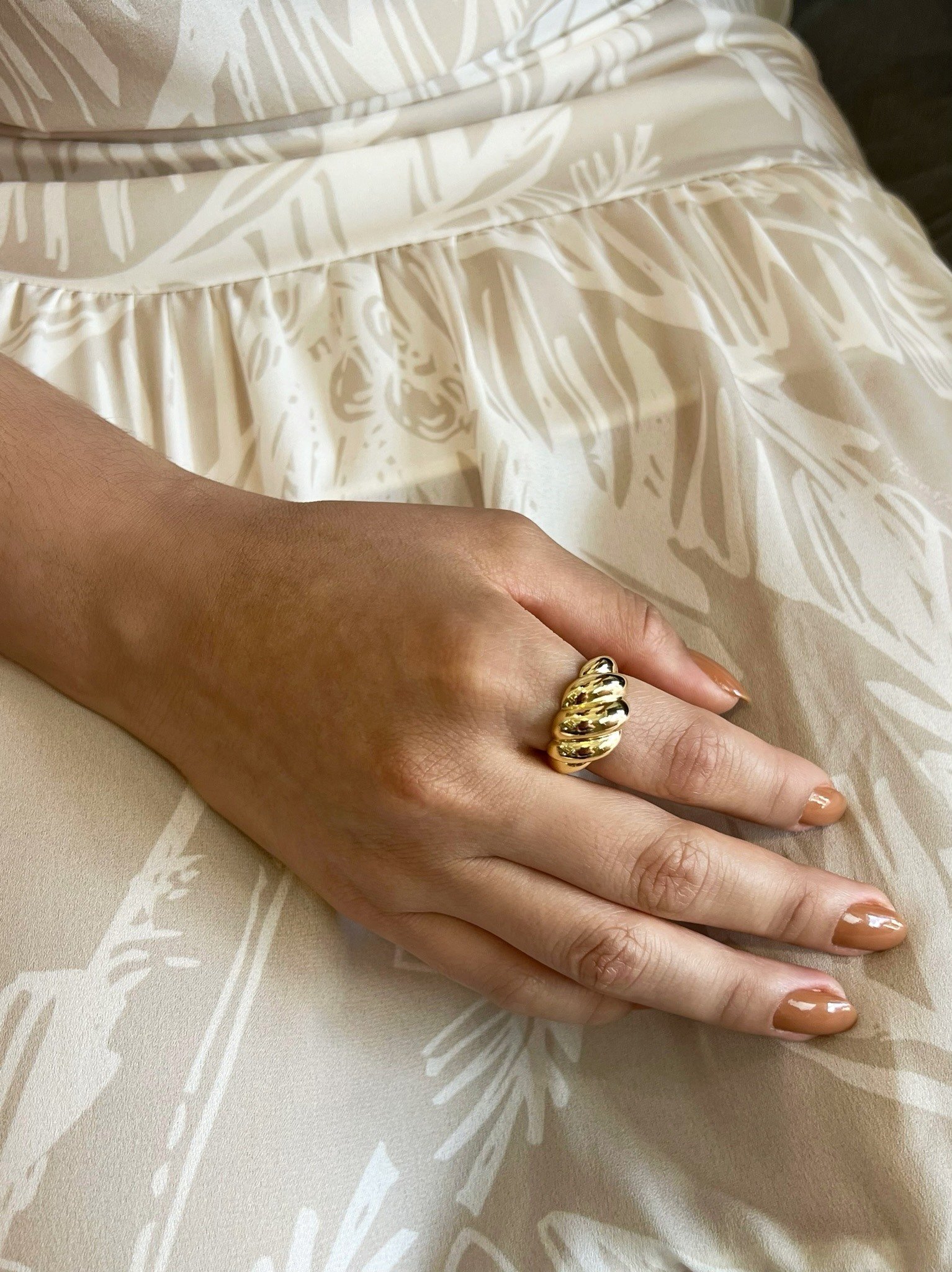 Anel Crossaint ajustável Banhado a Ouro 18k