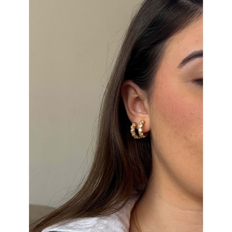 Argola Pedras Banhada a Ouro 18k