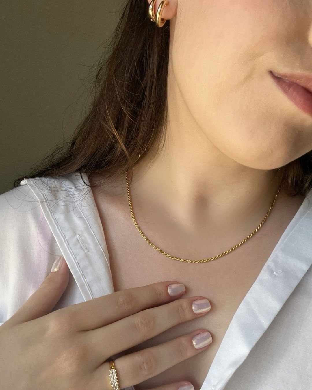 Brinco Circular + Cordão Baiano Slim Banhado a Ouro 18k