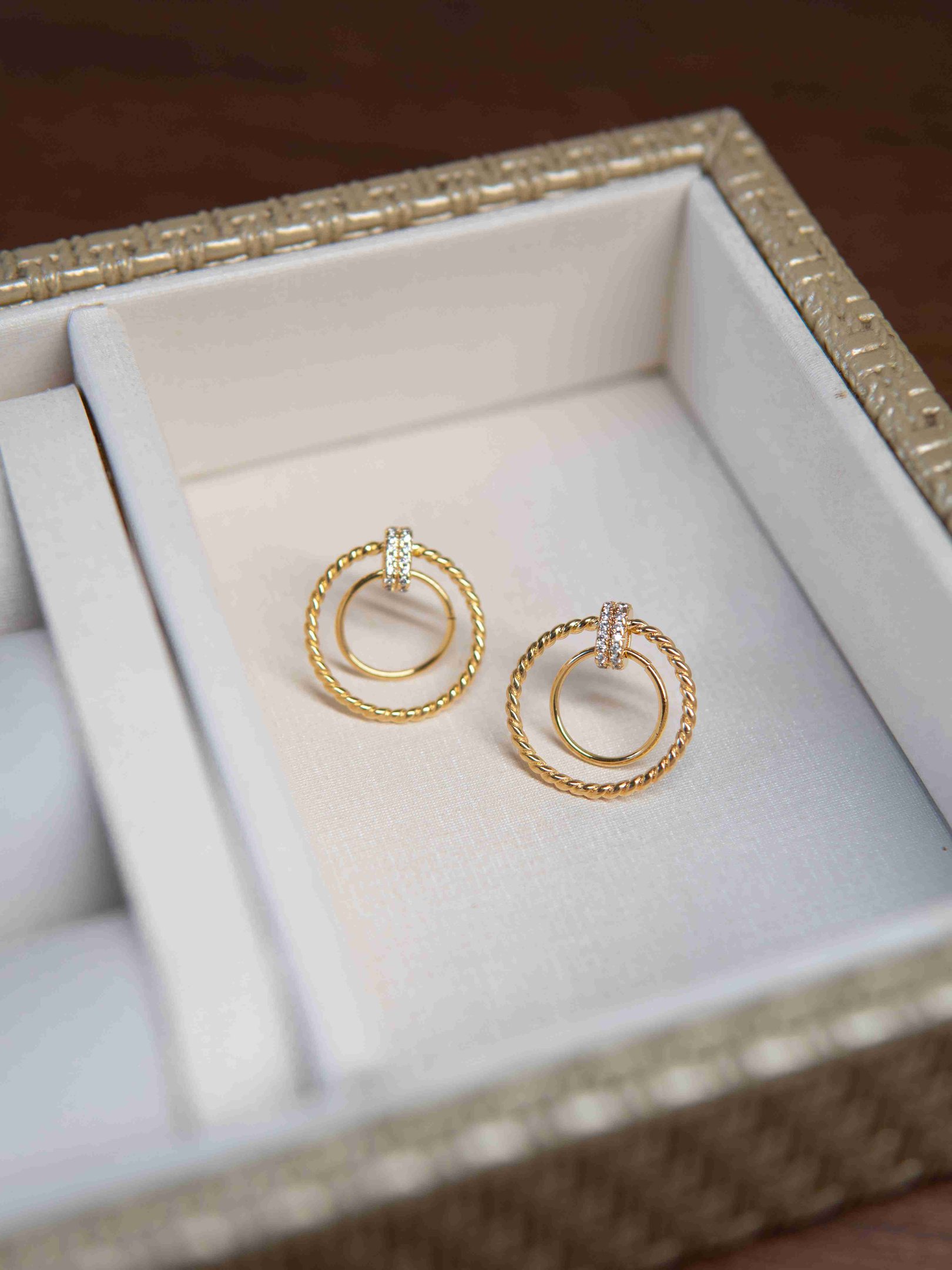 Brinco Circular + Cordão Baiano Slim Banhado a Ouro 18k