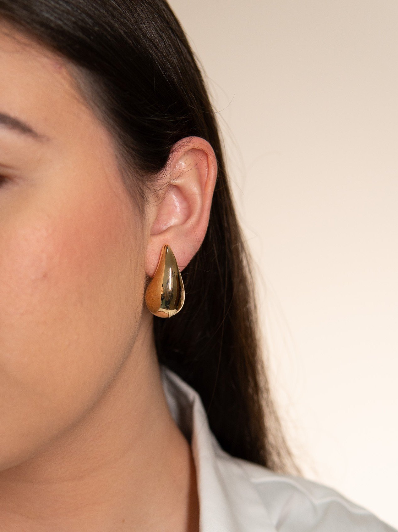 Brinco Gota ABS G Banhado a Ouro 18k