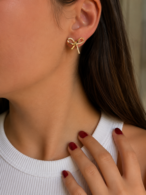 Brinco Laço Banhado a Ouro 18k