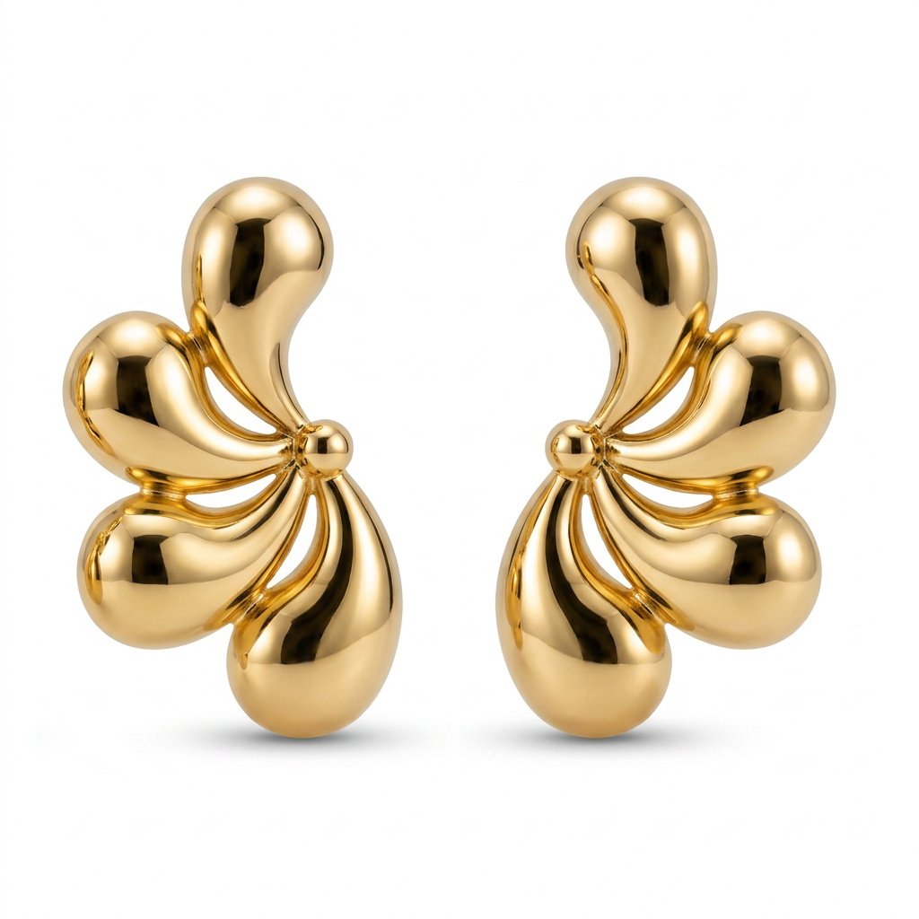 Brinco Orgânico Banhado a Ouro 18k