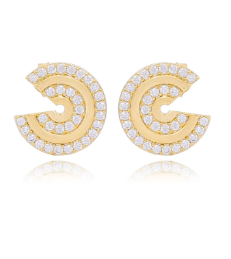 Brinco redondo Cravejado Banhado a Ouro 18k