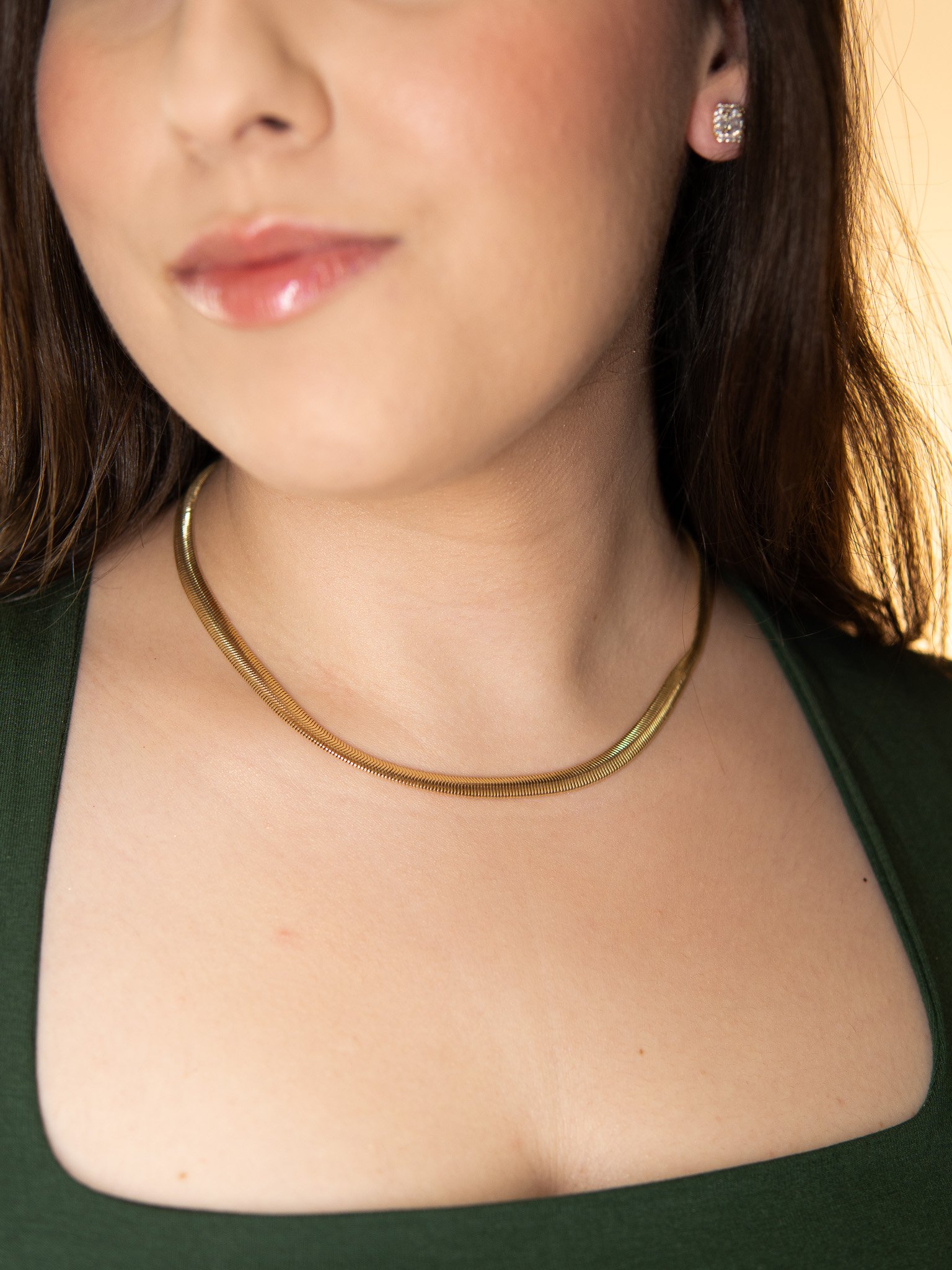 Colar Malha 6mm Semijoia Banhada a Ouro 18k