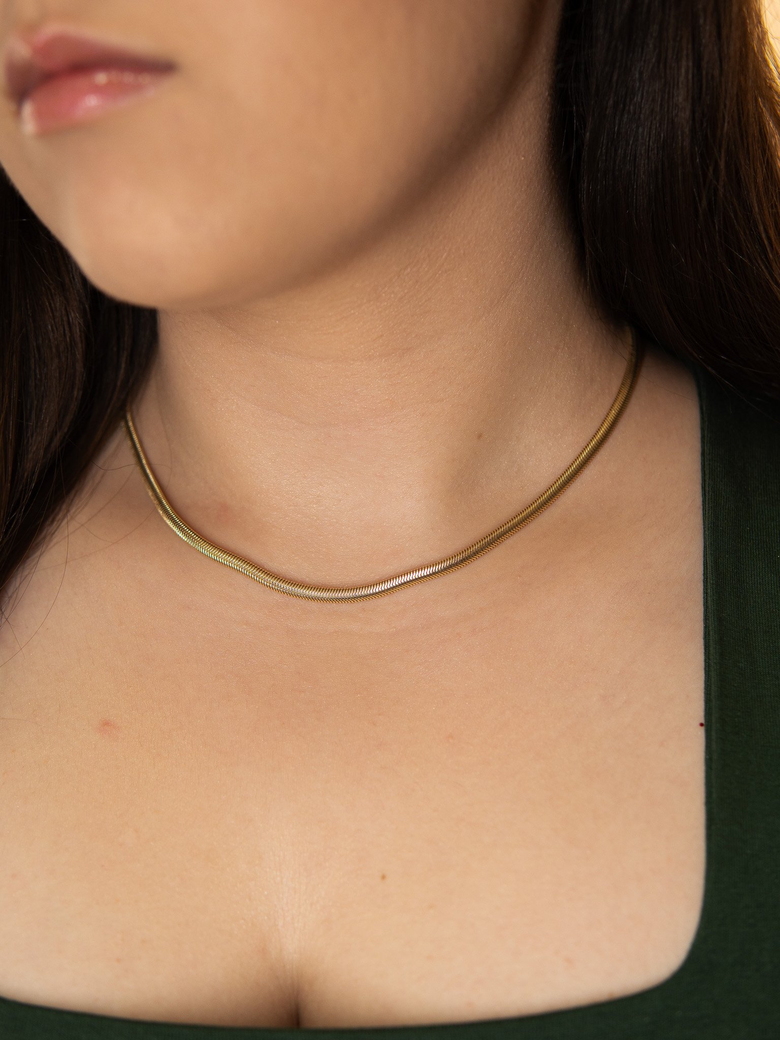 Choker Malha 4mm Semijoia Banhada a Ouro 18k