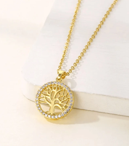 Colar Árvore da Vida Banhado a Ouro 18k