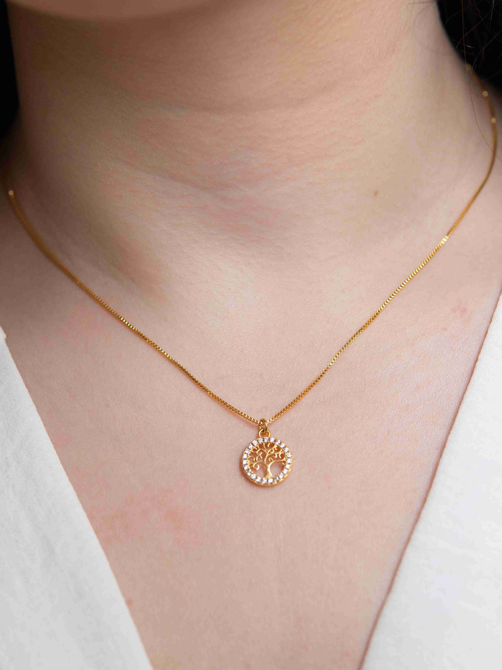 Colar Árvore da Vida Banhado a Ouro 18k