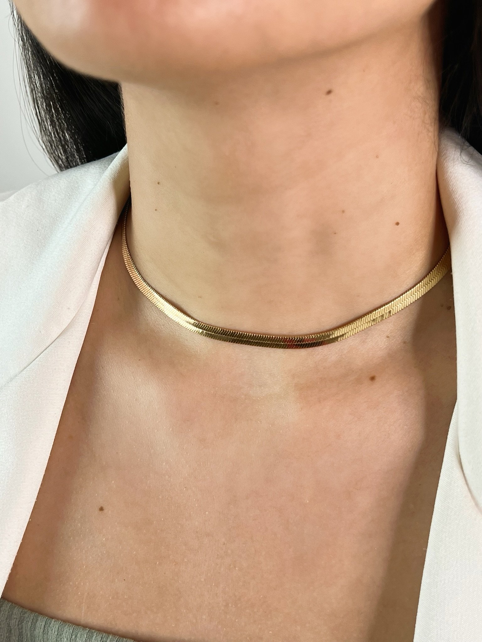 Colar/Choker Fita Lisa Banhado a Ouro 18k