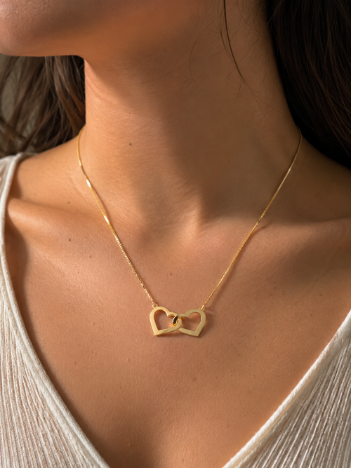 Colar Coração Entrelaçado Banhado a Ouro 18k