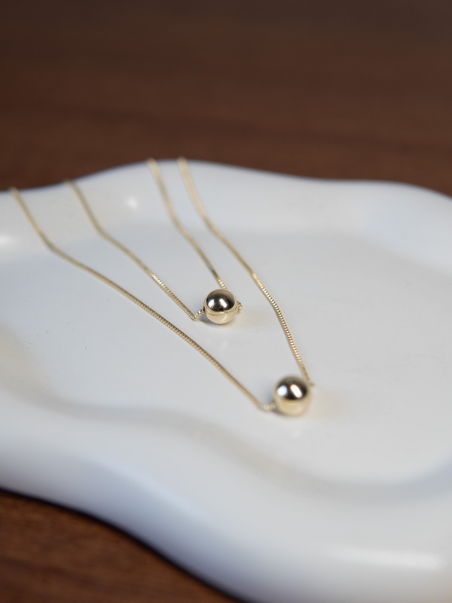 Colar Duplo Esferas Banhado a Ouro 18k