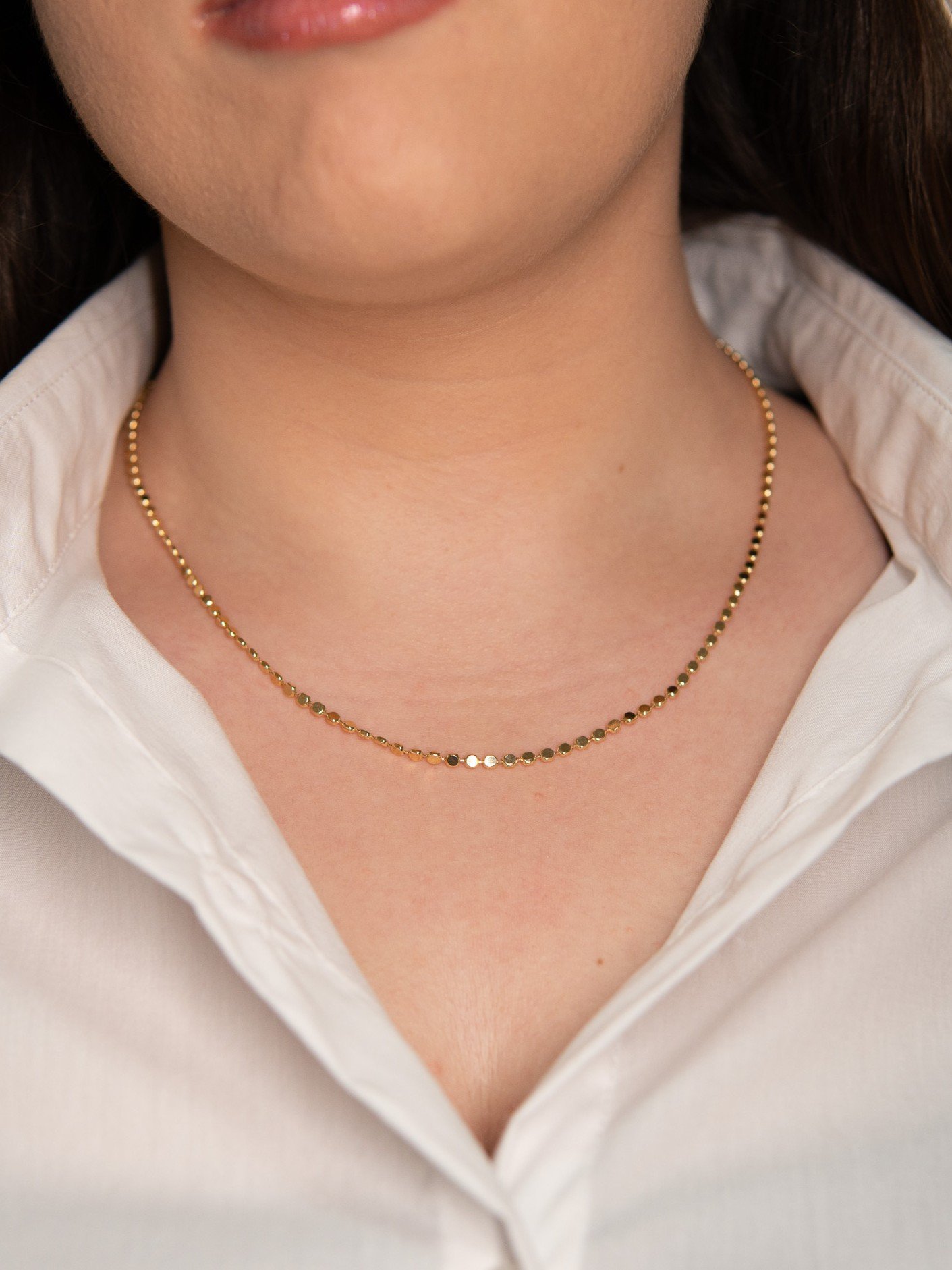 Colar Esferas achatadas Semijoia Banhada a Ouro 18k