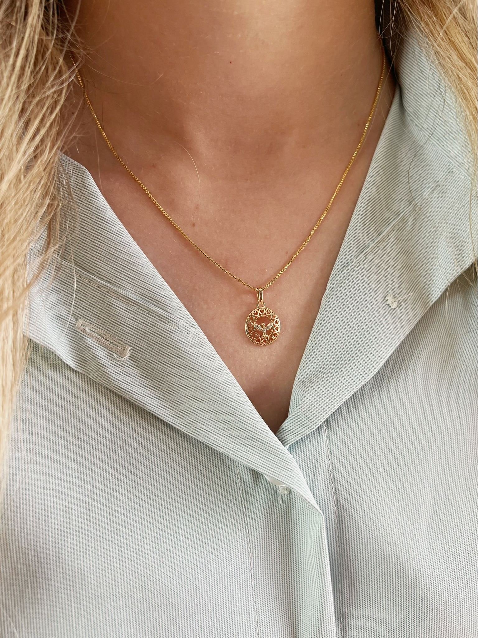 Colar Espírito Santo Banhado a Ouro 18k
