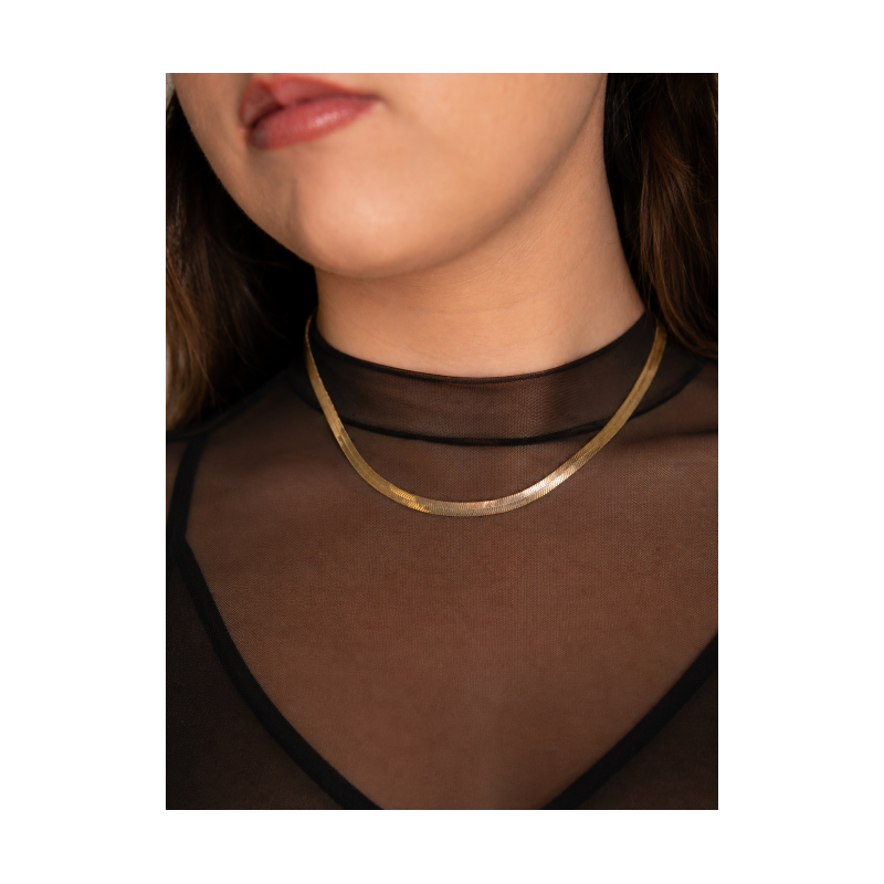 Colar Fita Lisa Banhado a Ouro 18k