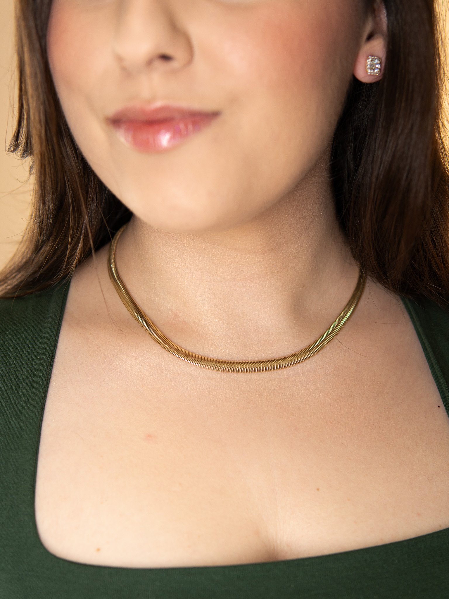 Colar Malha 6mm Semijoia banhado a Ouro 18k