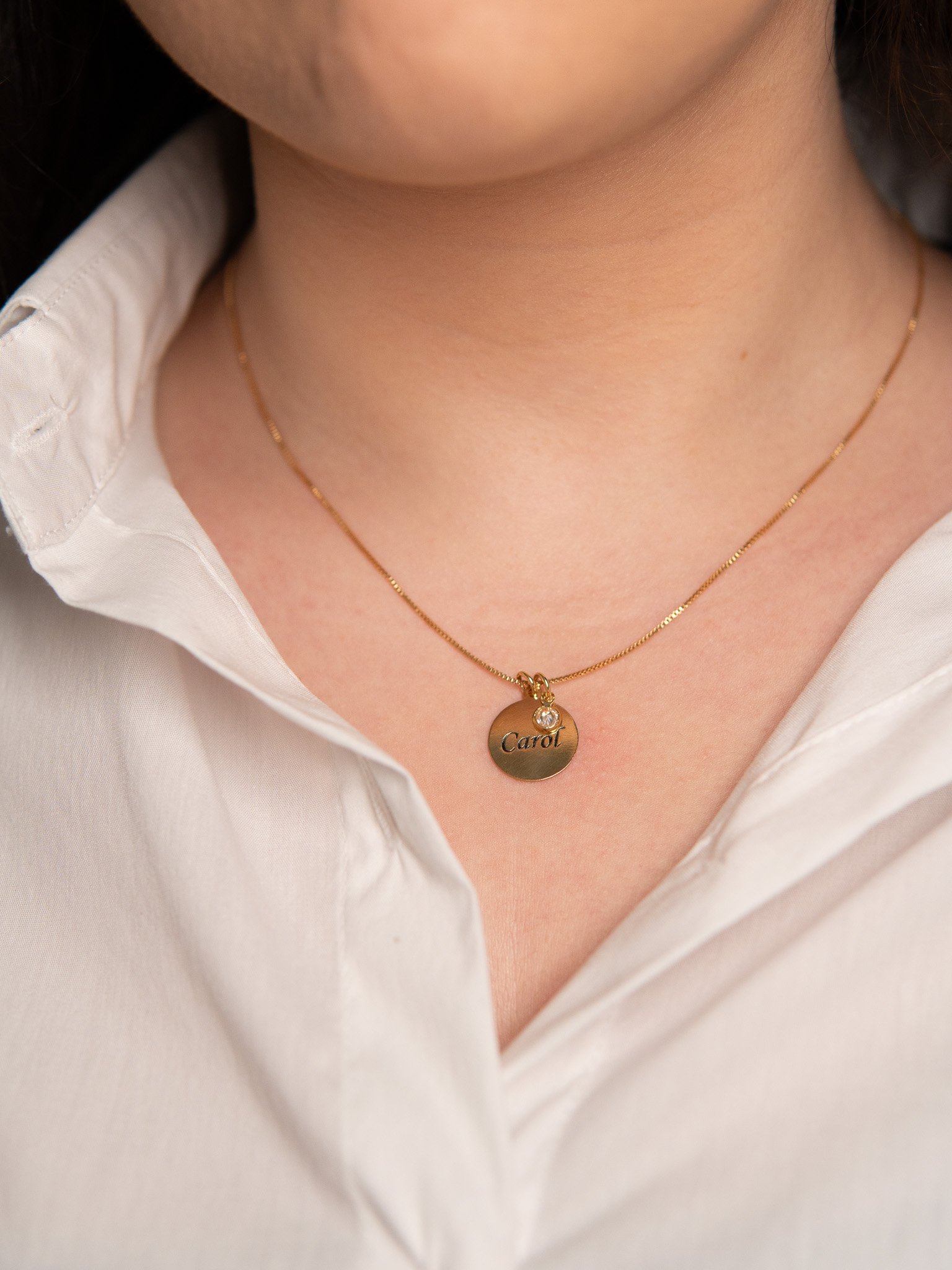 Colar Medalhinha Personalizado Banhado a Ouro 18k e Prata 925