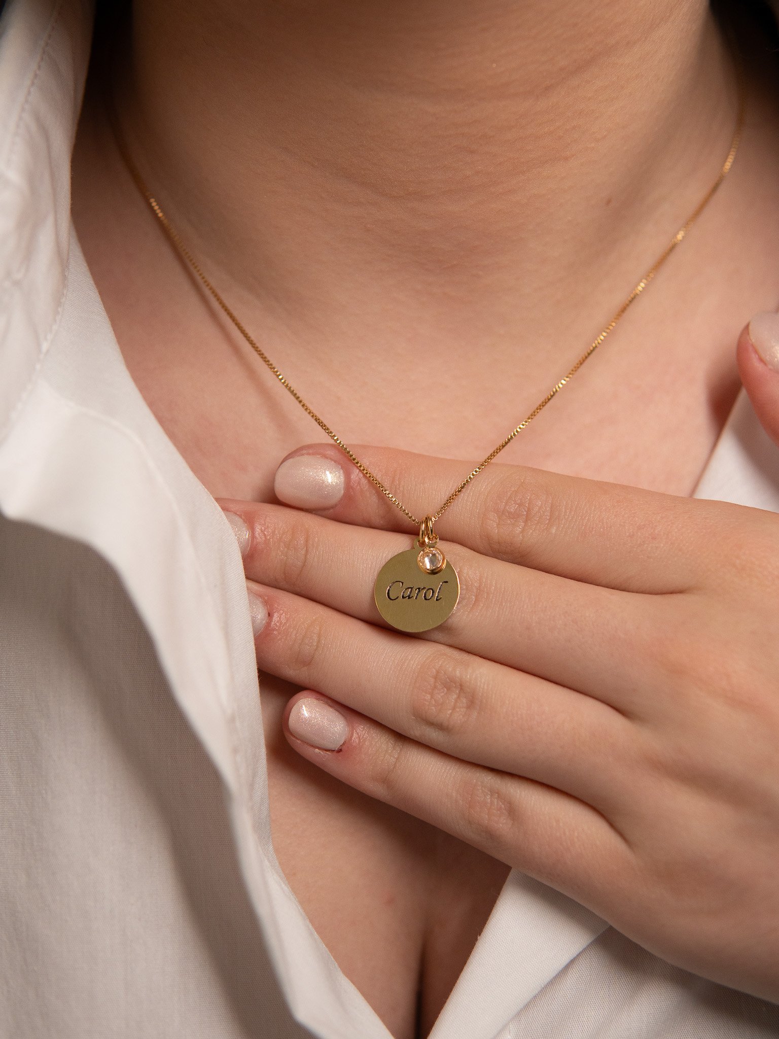 Colar Medalhinha Personalizado Banhado a Ouro 18k e Prata 925