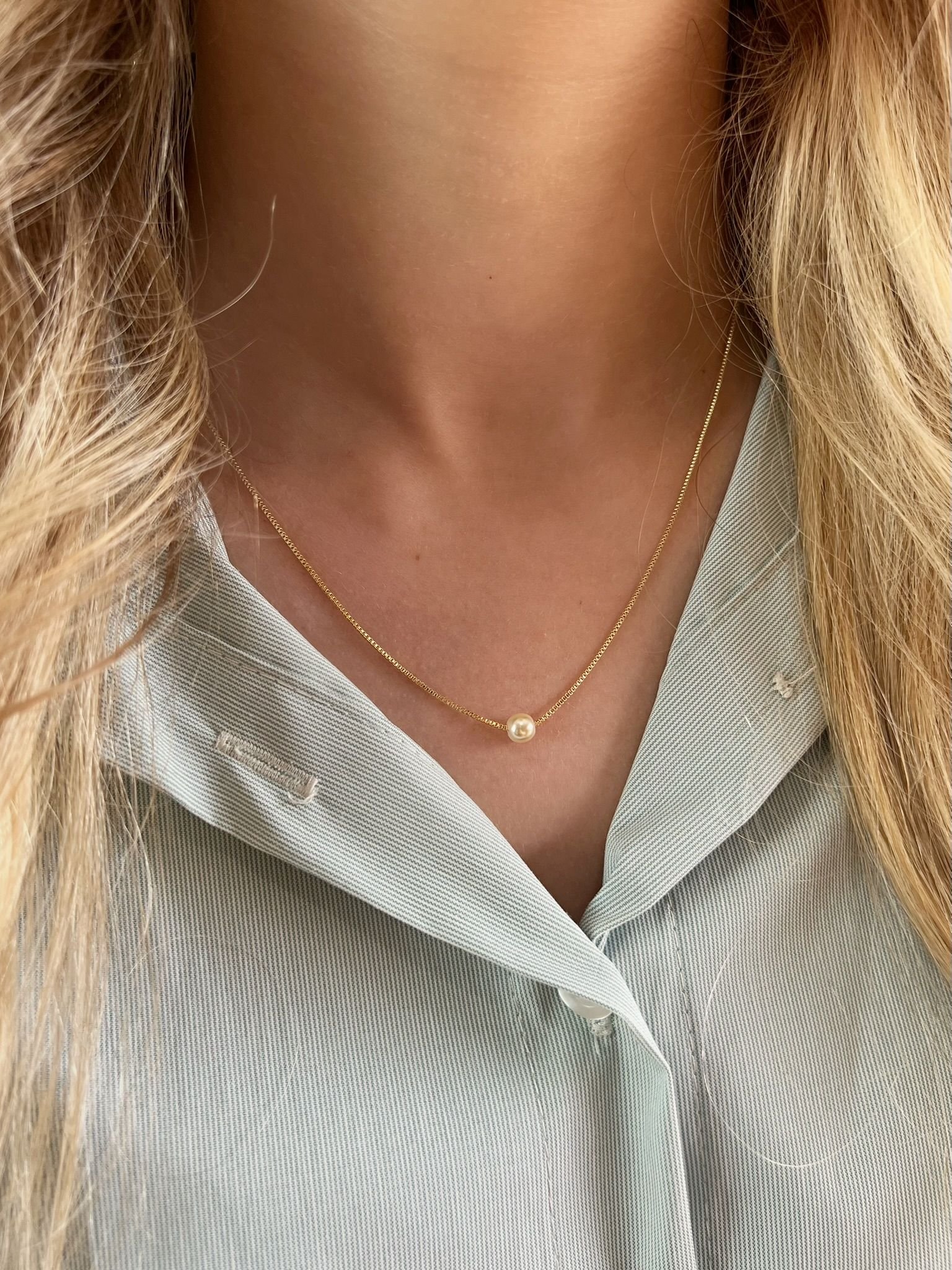 Colar Pérola Banhado a Ouro 18k