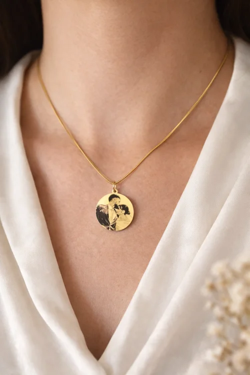 Colar Personalizado fotogravação Banhado a Ouro 18k