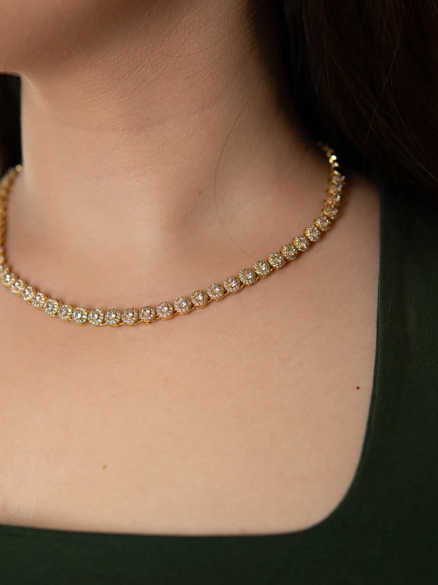 Colar Pontos de Luz Cravejado Banhado a Ouro 18k