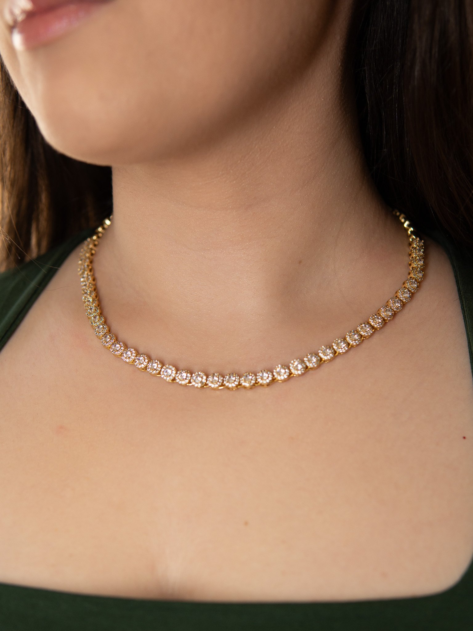 Colar Pontos de Luz Cravejado Banhado a Ouro 18k