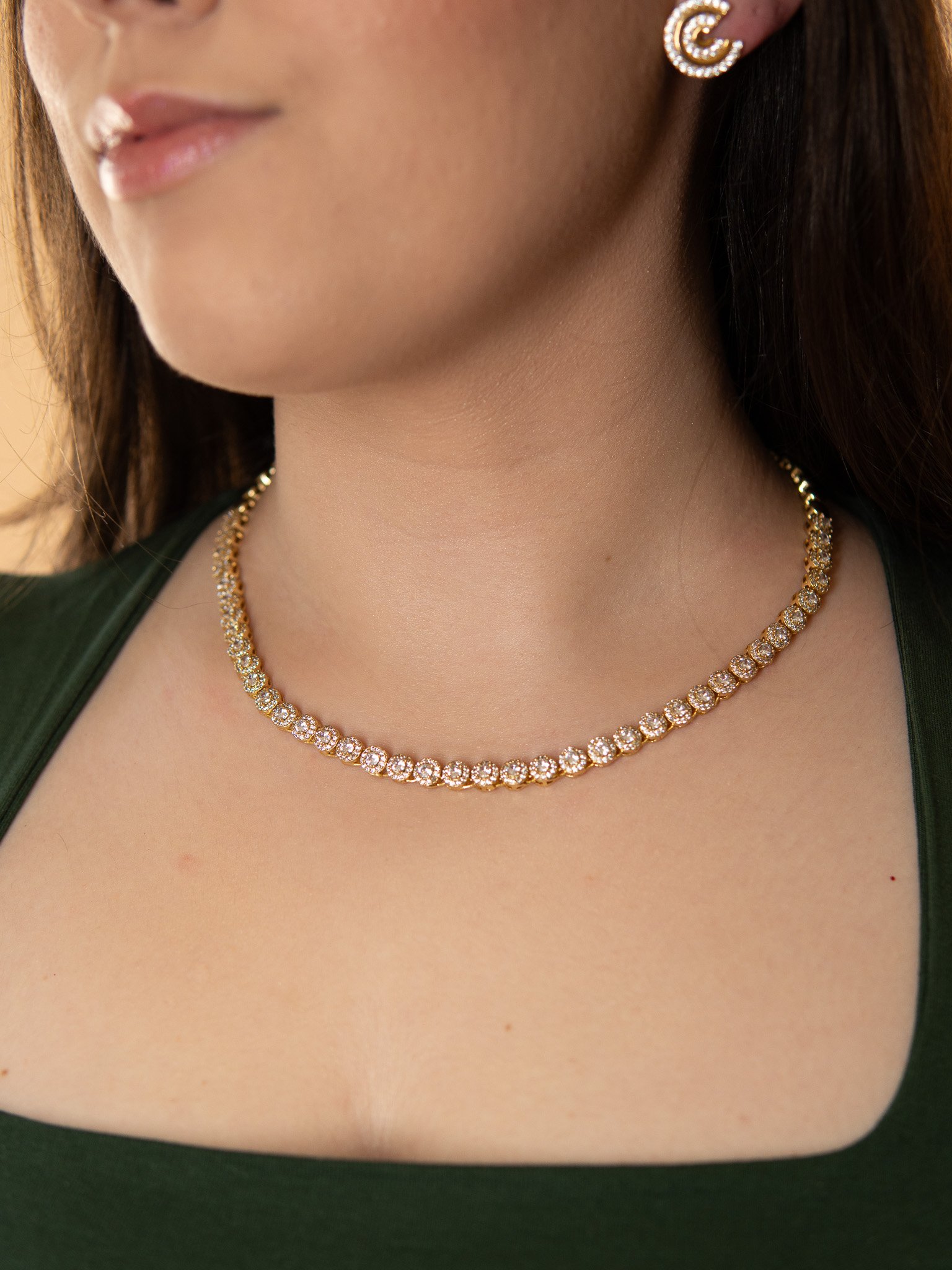 Colar Pontos de Luz Cravejado Banhado a Ouro 18k