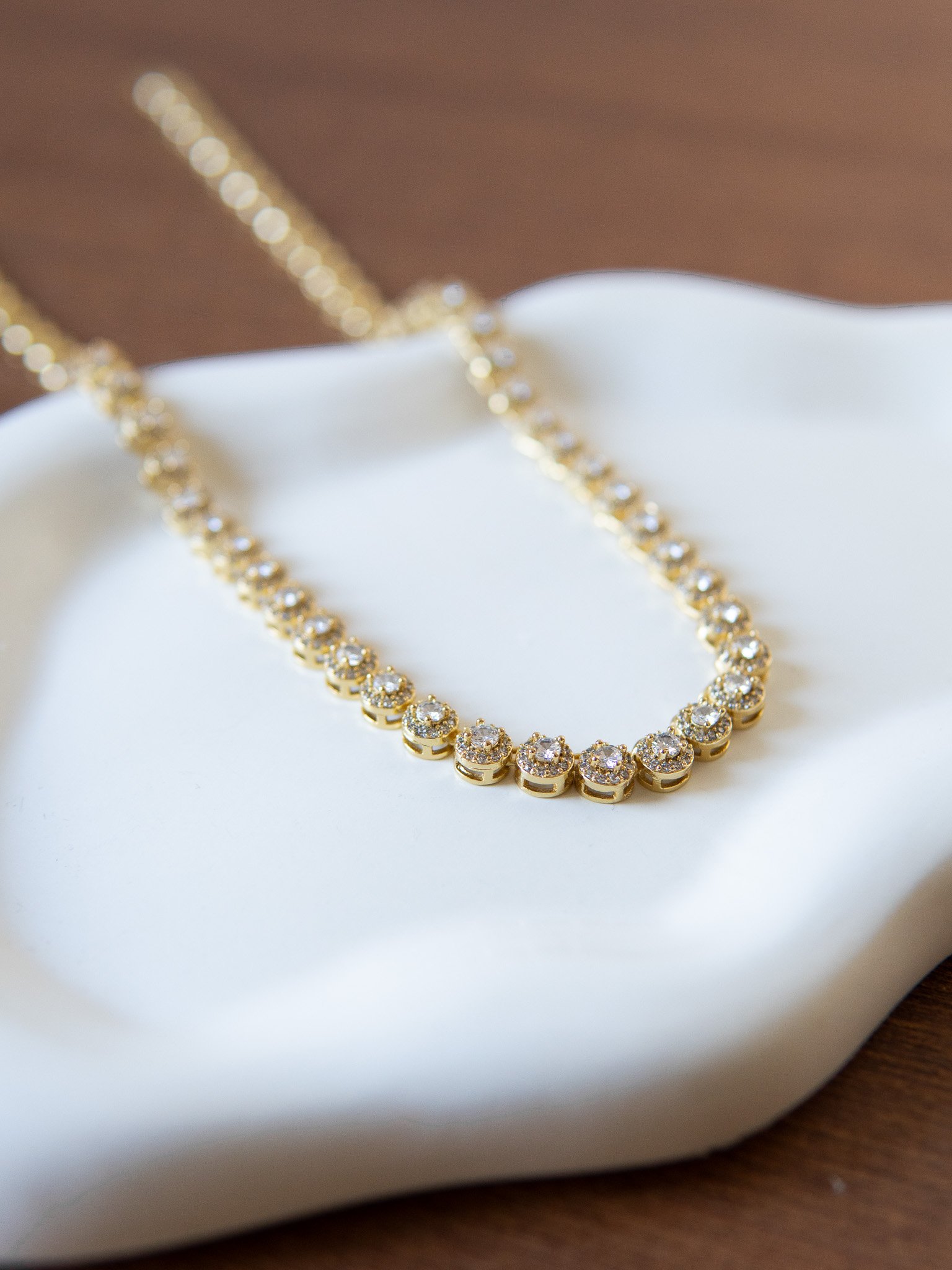 Colar Pontos de Luz Cravejado Banhado a Ouro 18k