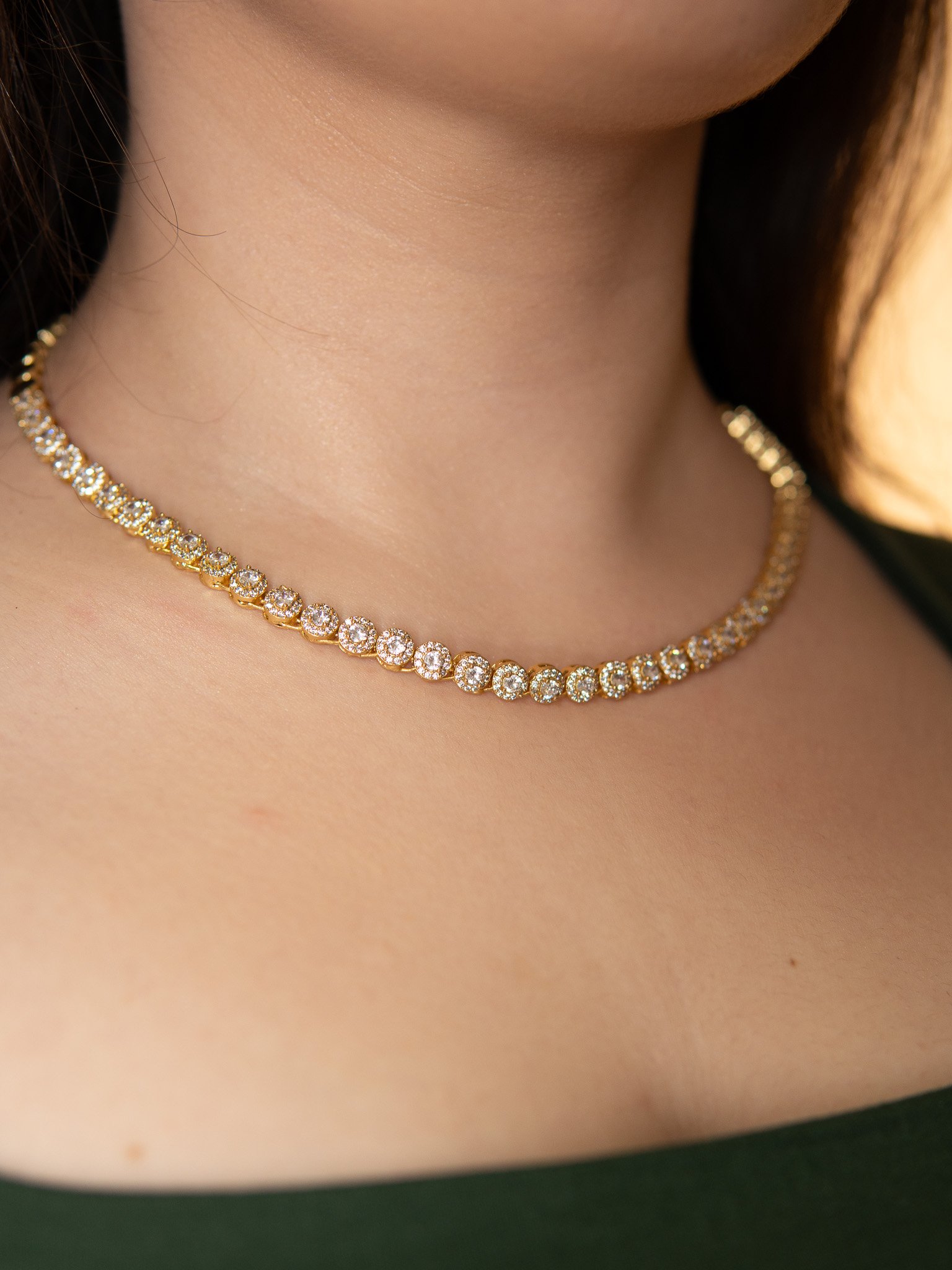 Colar Pontos de Luz Cravejado Banhado a Ouro 18k