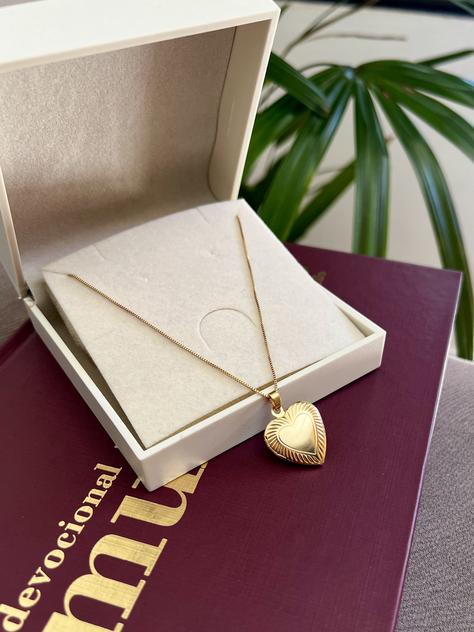 Colar Relicário Coração Banhado a Ouro 18k