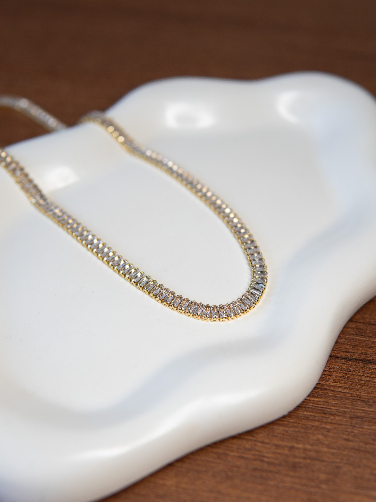 Colar Riviera Navetes Banhada a Ouro 18k