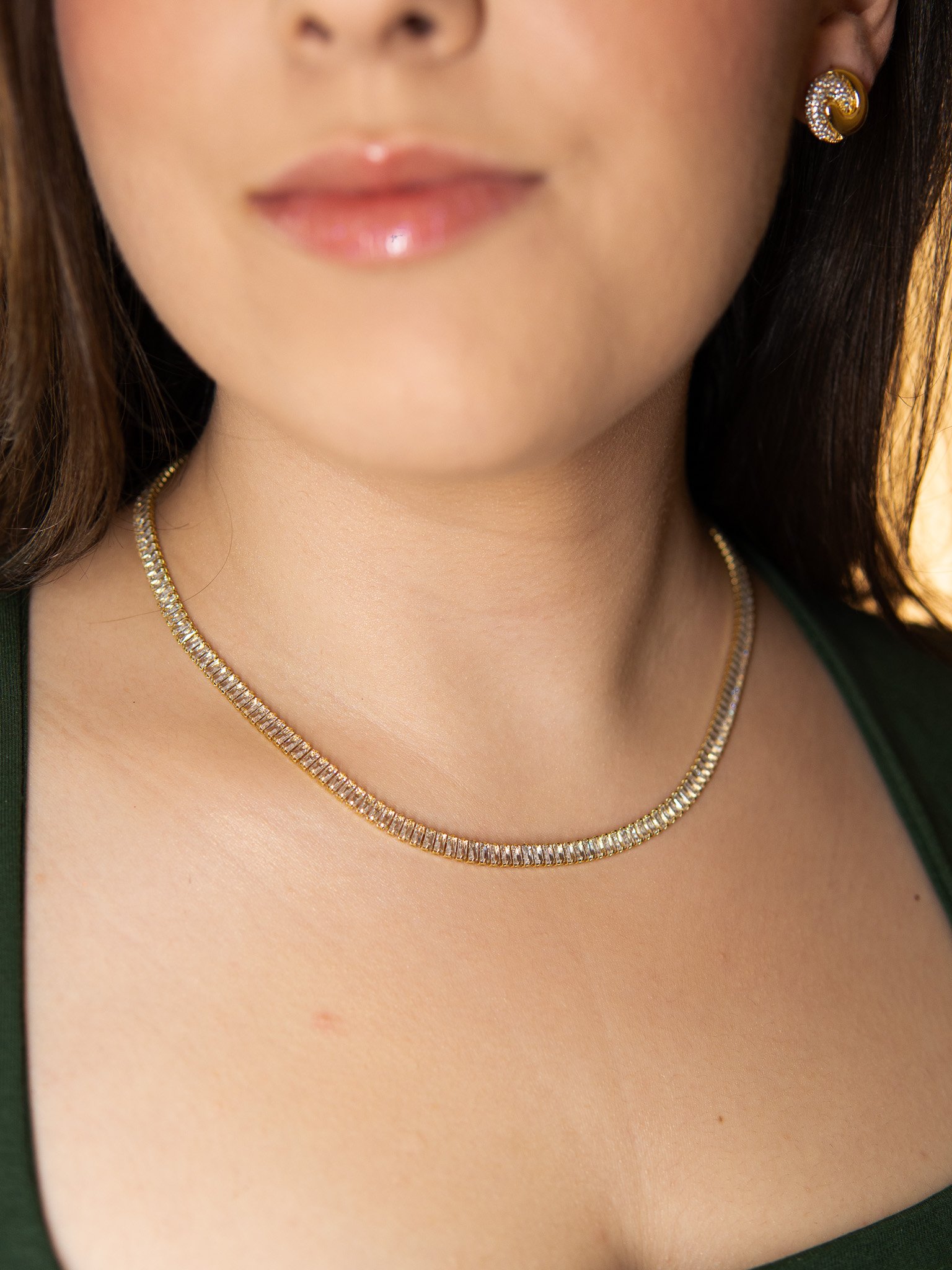 Colar Riviera Navetes Banhada a Ouro 18k