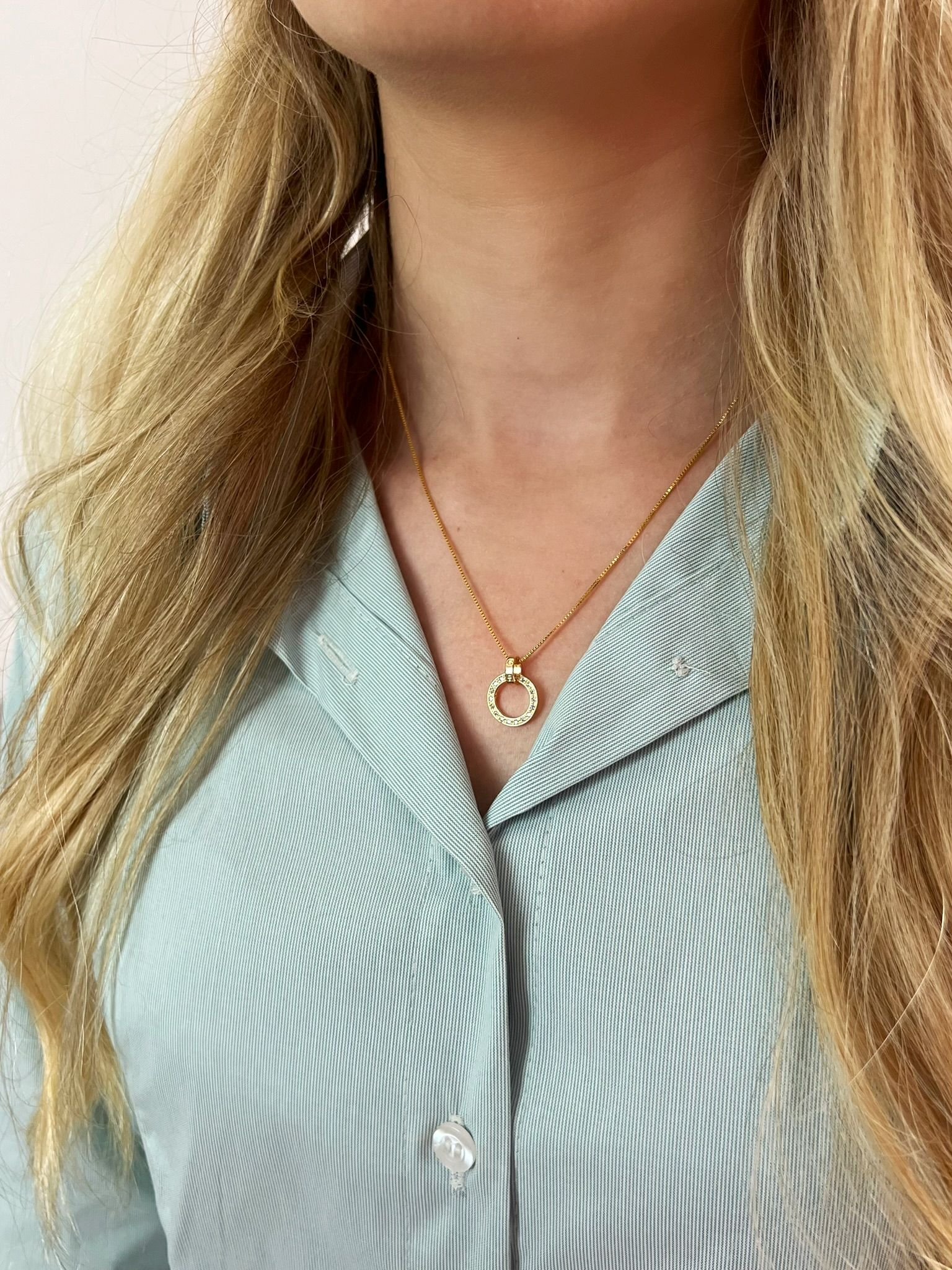 Conjunto Círculo Vazado Banhado a Ouro 18k