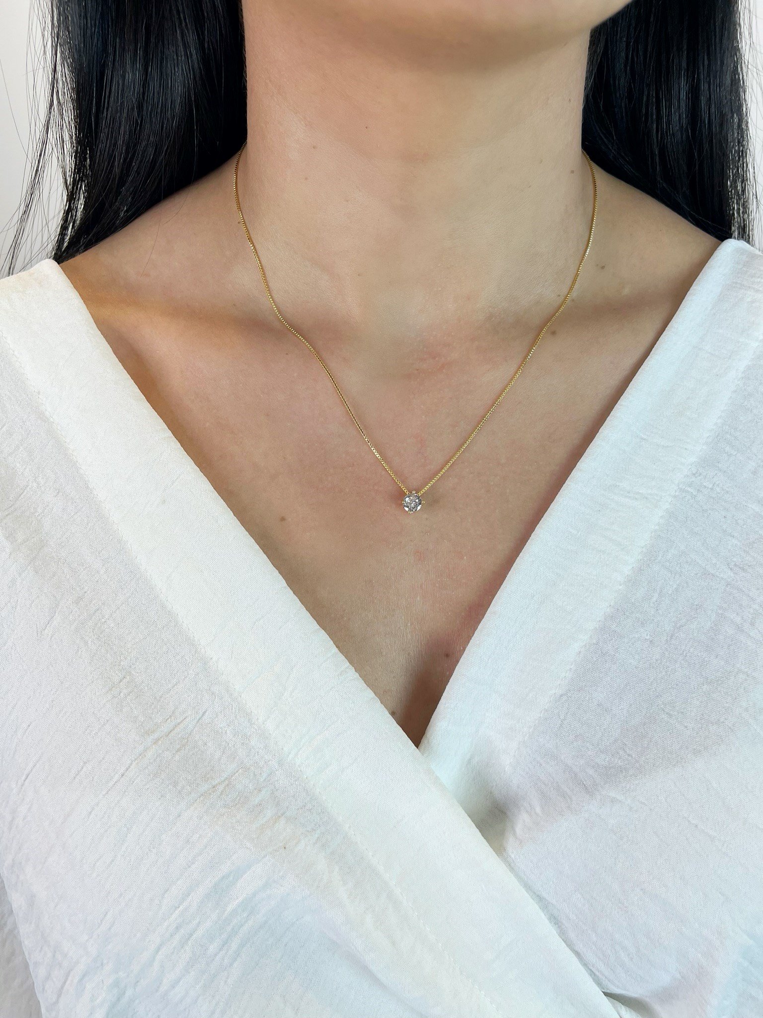 Conjunto Clássico Ponto de Luz Banhado a Ouro 18k