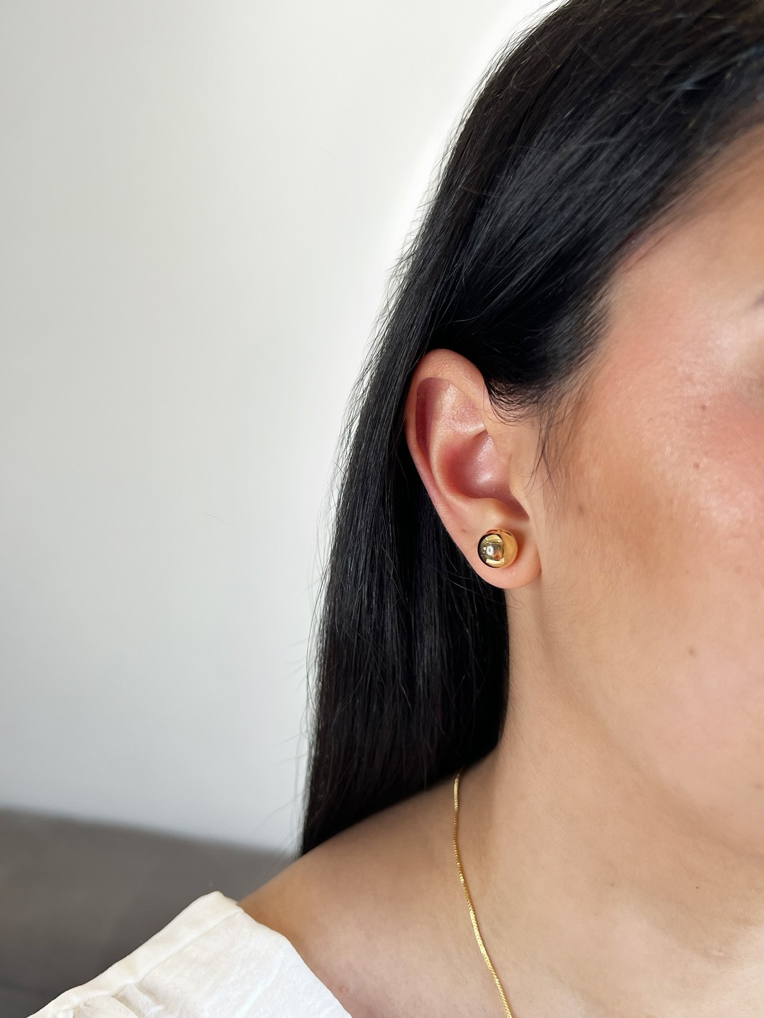 Conjunto Colar e Brinco Esfera Banhado a Ouro 18k