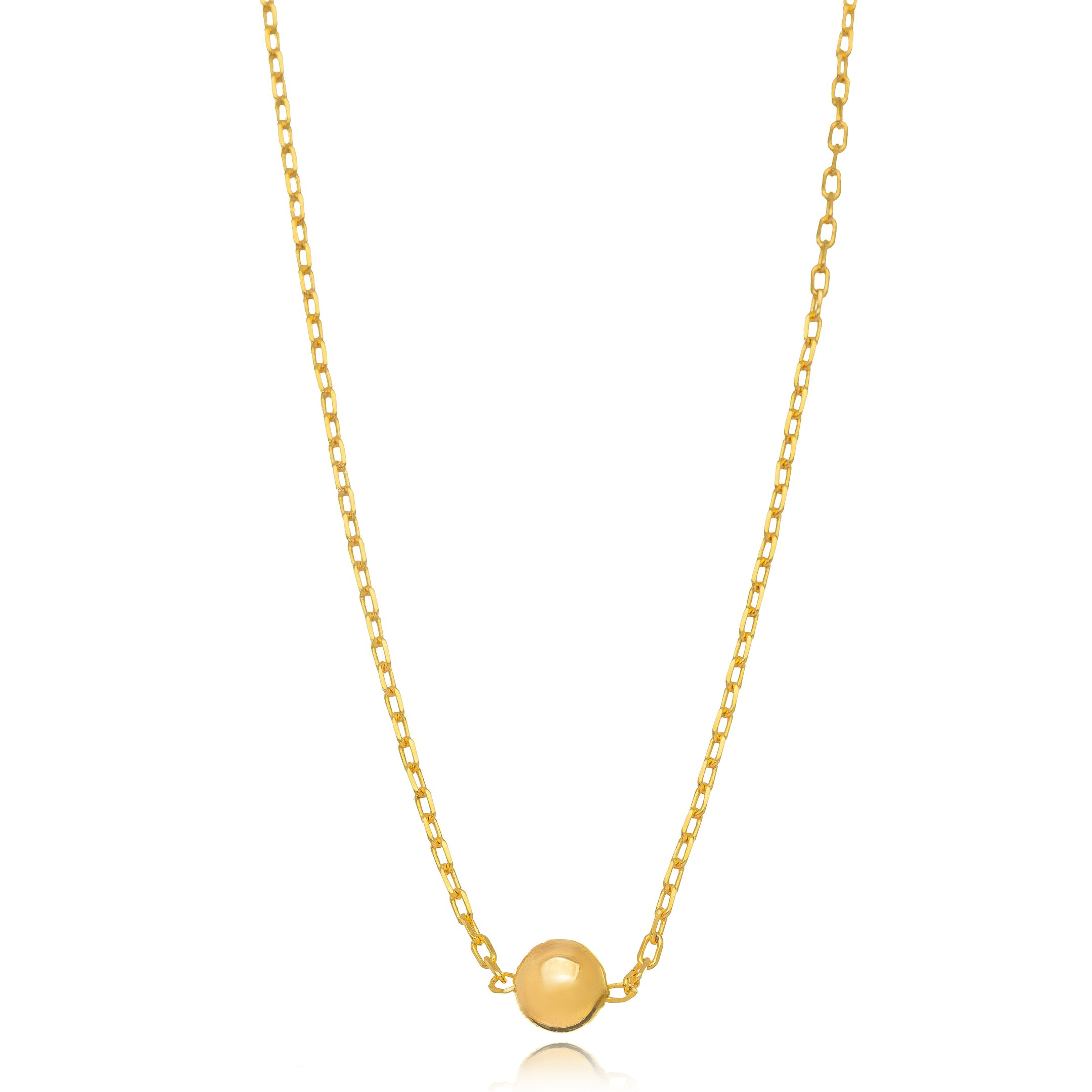 Conjunto Colar e Brinco Esfera Banhado a Ouro 18k