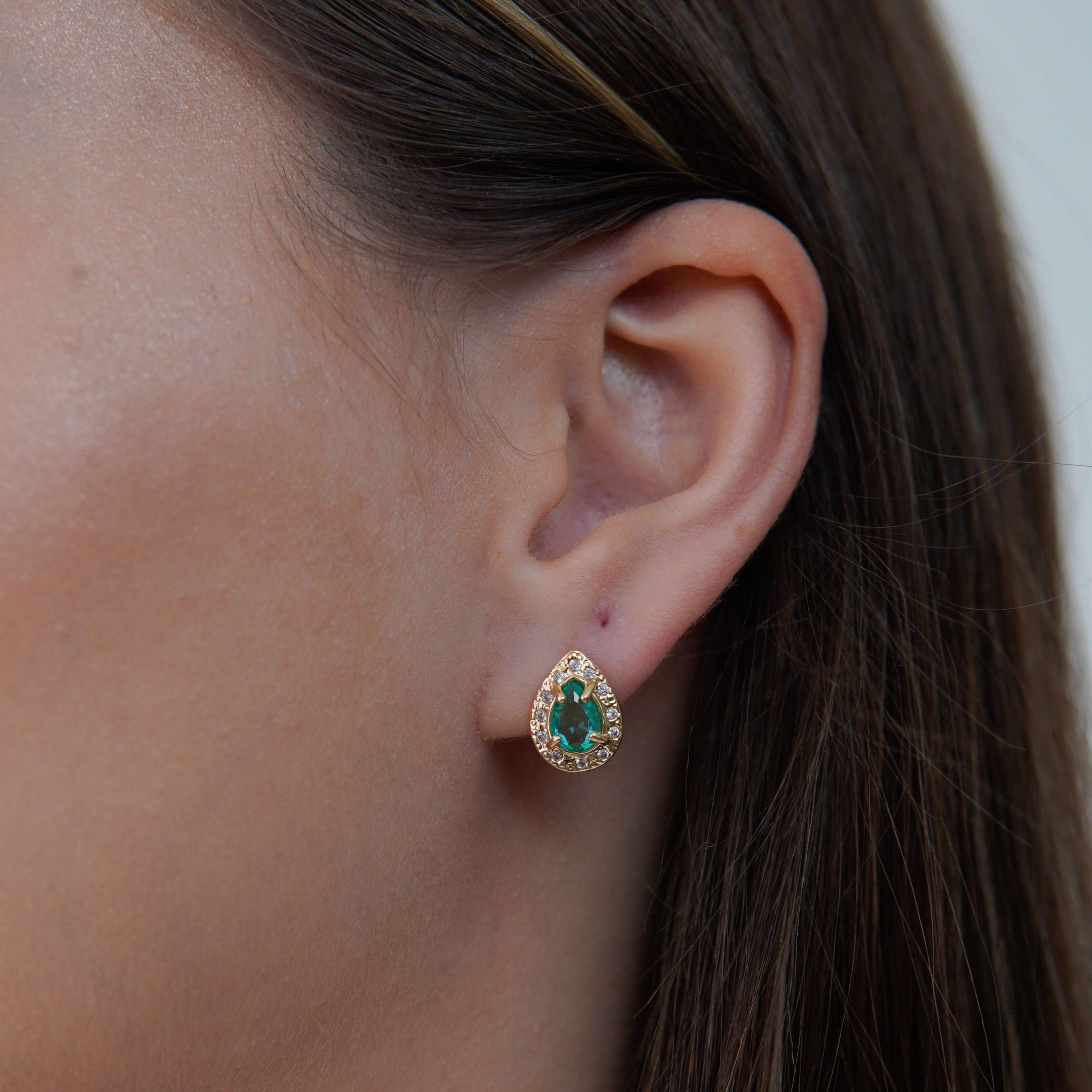 Conjunto Gota Turmalina Banhado a Ouro 18k