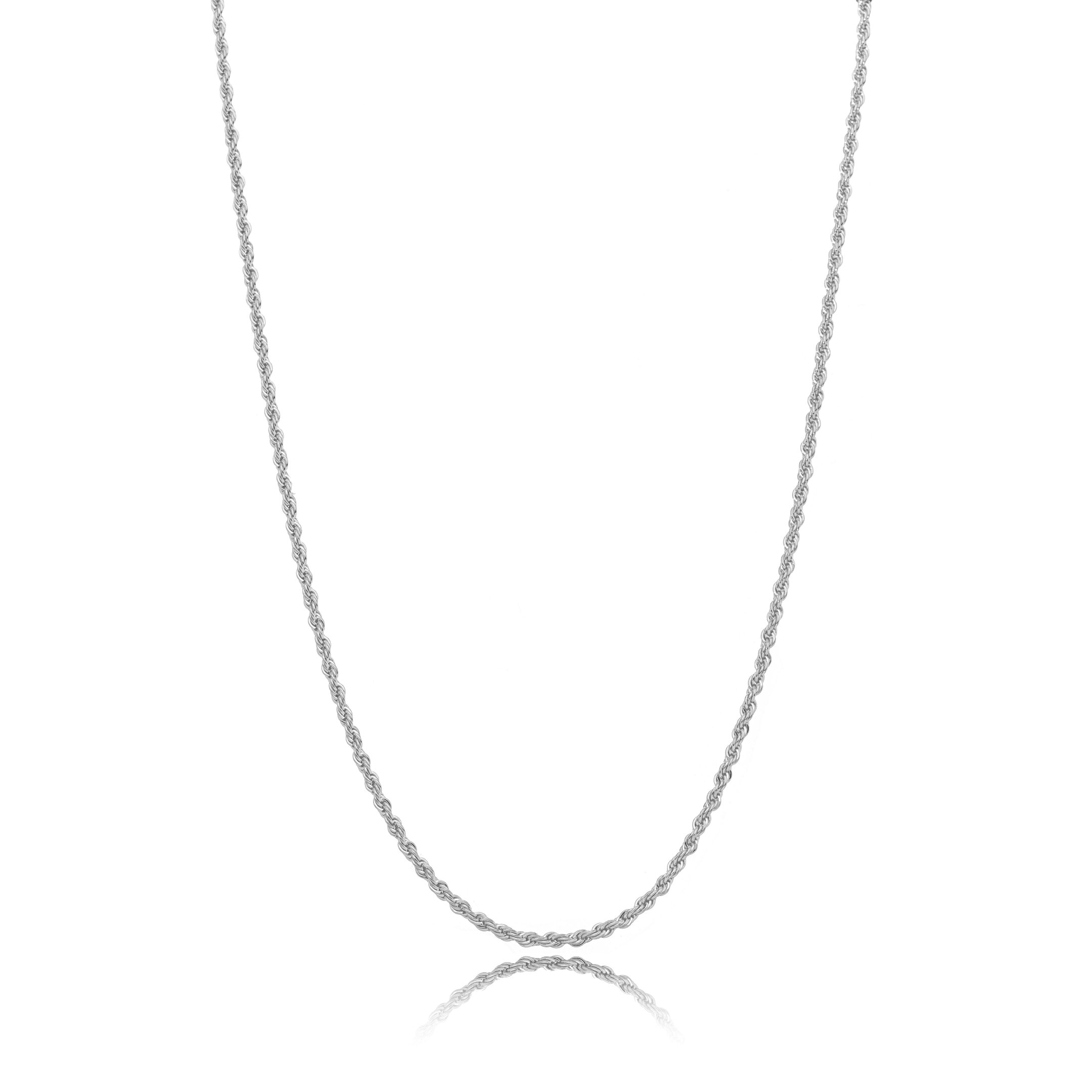 Cordão Baiano 2mm banhado em Ródio Branco