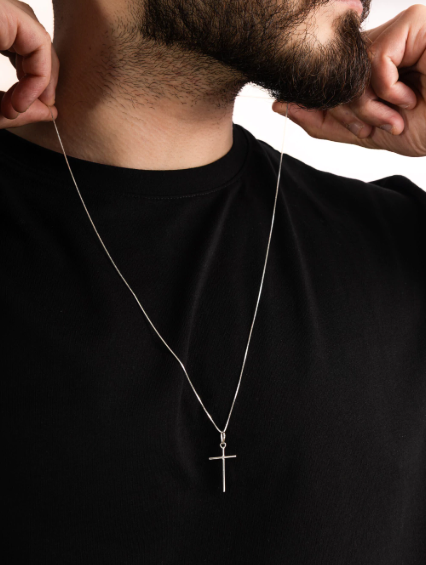 Corrente Masculina Cruz Prata 925