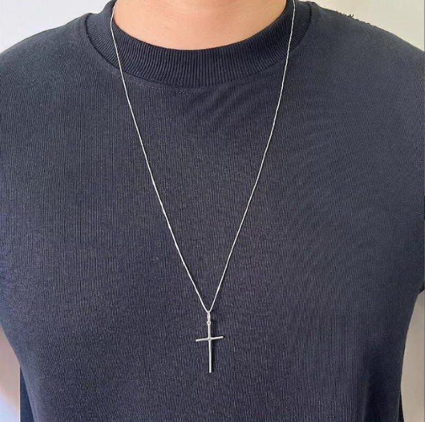 Corrente Masculina Cruz Prata 925