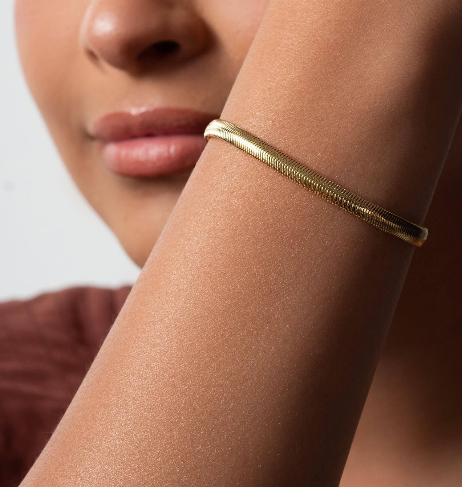Kit Colar e Pulseira Malha Banhado a Ouro 18k