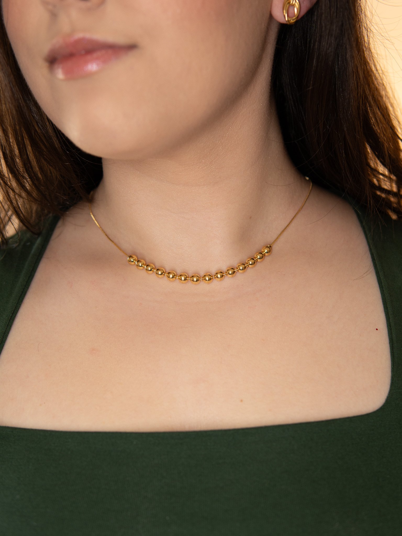 Kit Esferas Colar, Brinco e Pulseira Banhado a Ouro 18k