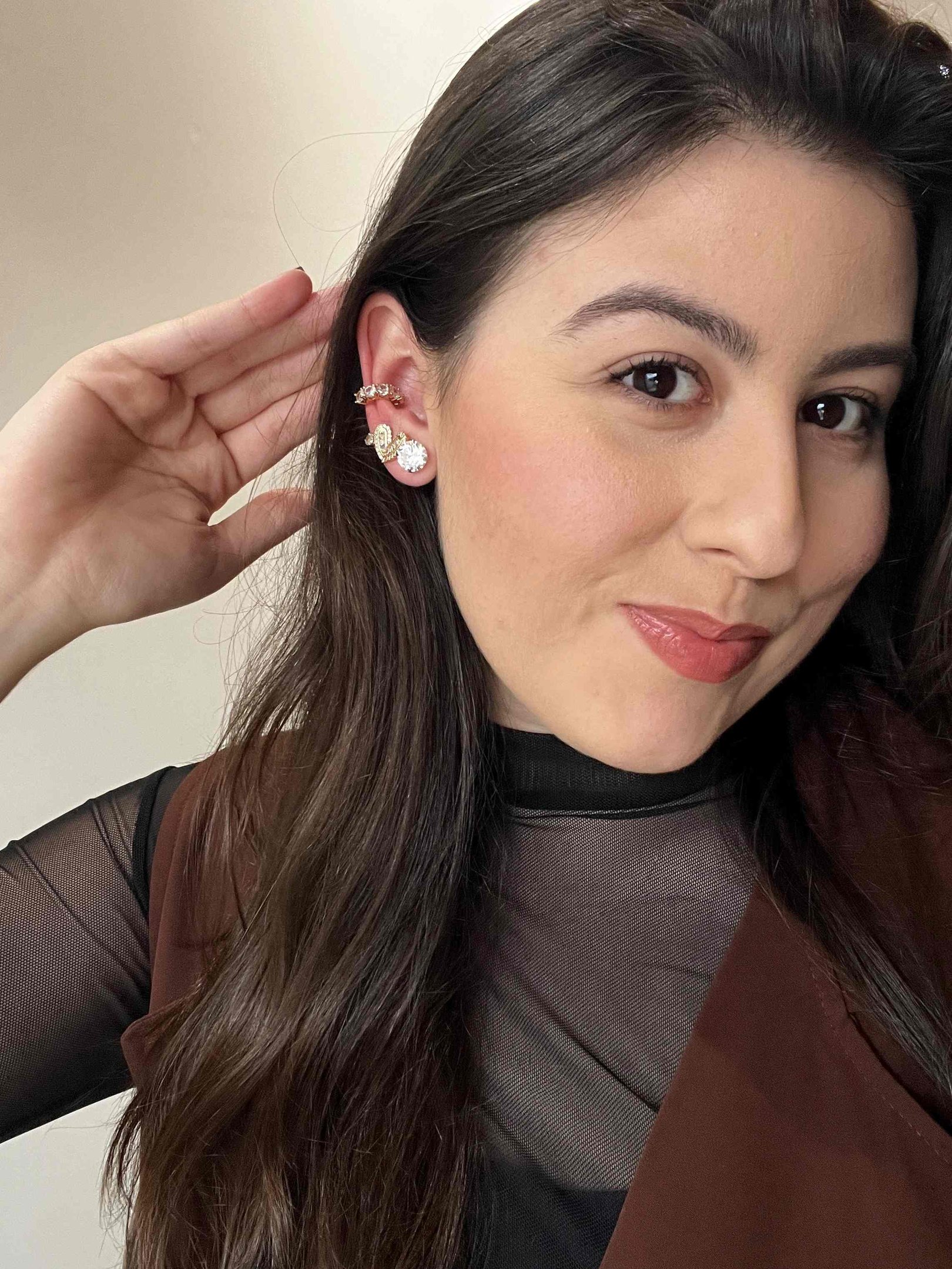 Piercing Fake Cravejado Zircônias Banhado a Ouro 18k