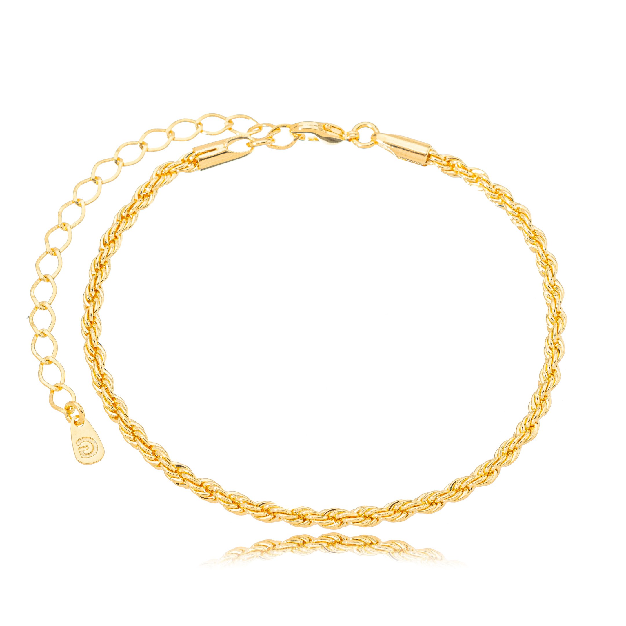 Pulseira Cordão Baiano 3mm Banhado a Ouro 18k