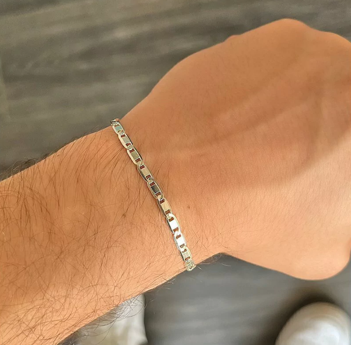 Pulseira Masculina Elo Piastrine Prata 925