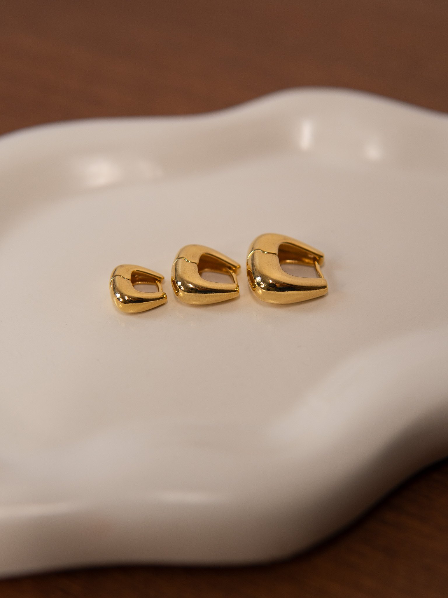 Trio de Argolas Gota Semijoia Banhado a Ouro 18k