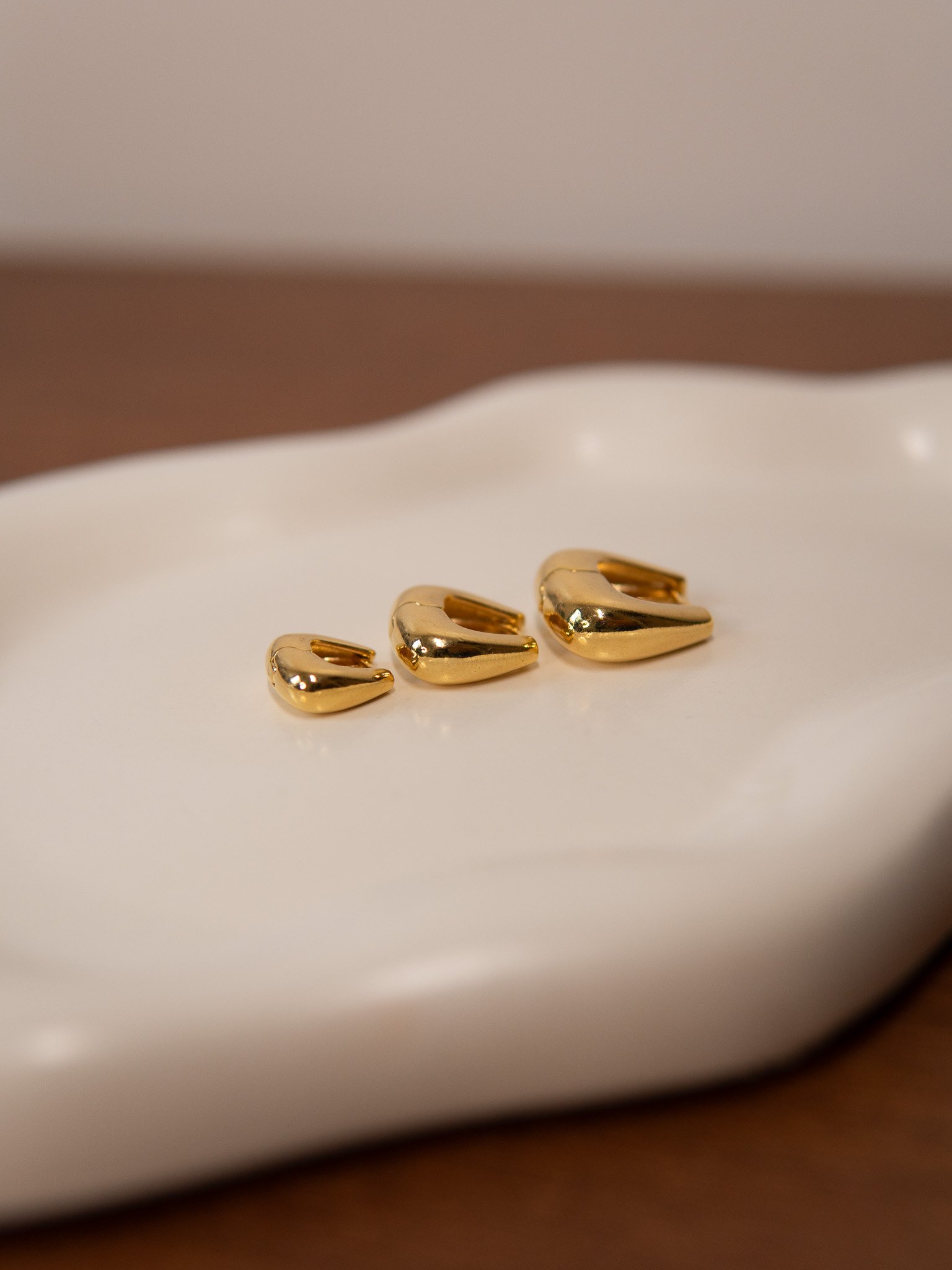 Trio de Argolas Gota Semijoia Banhado a Ouro 18k