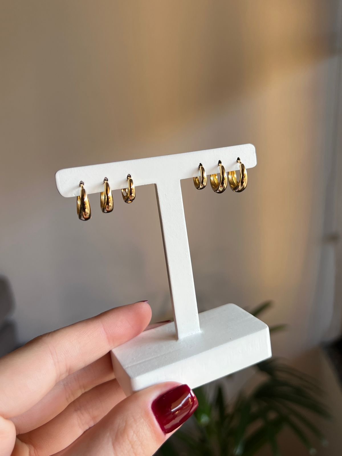 Trio de Argolas Lisas Banhadas a Ouro 18k
