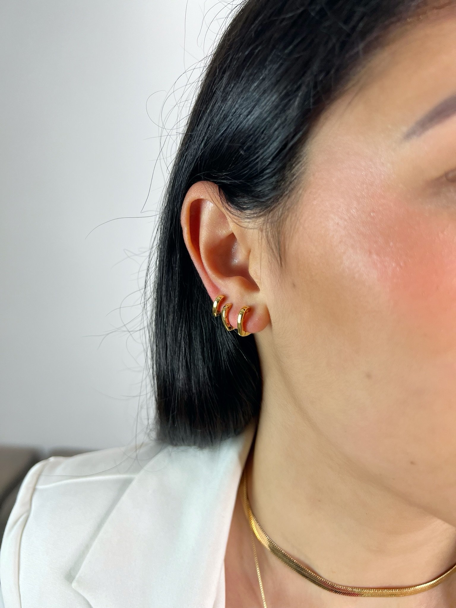 Trio de Argolinhas Clic em Coração Banhado a Ouro 18k