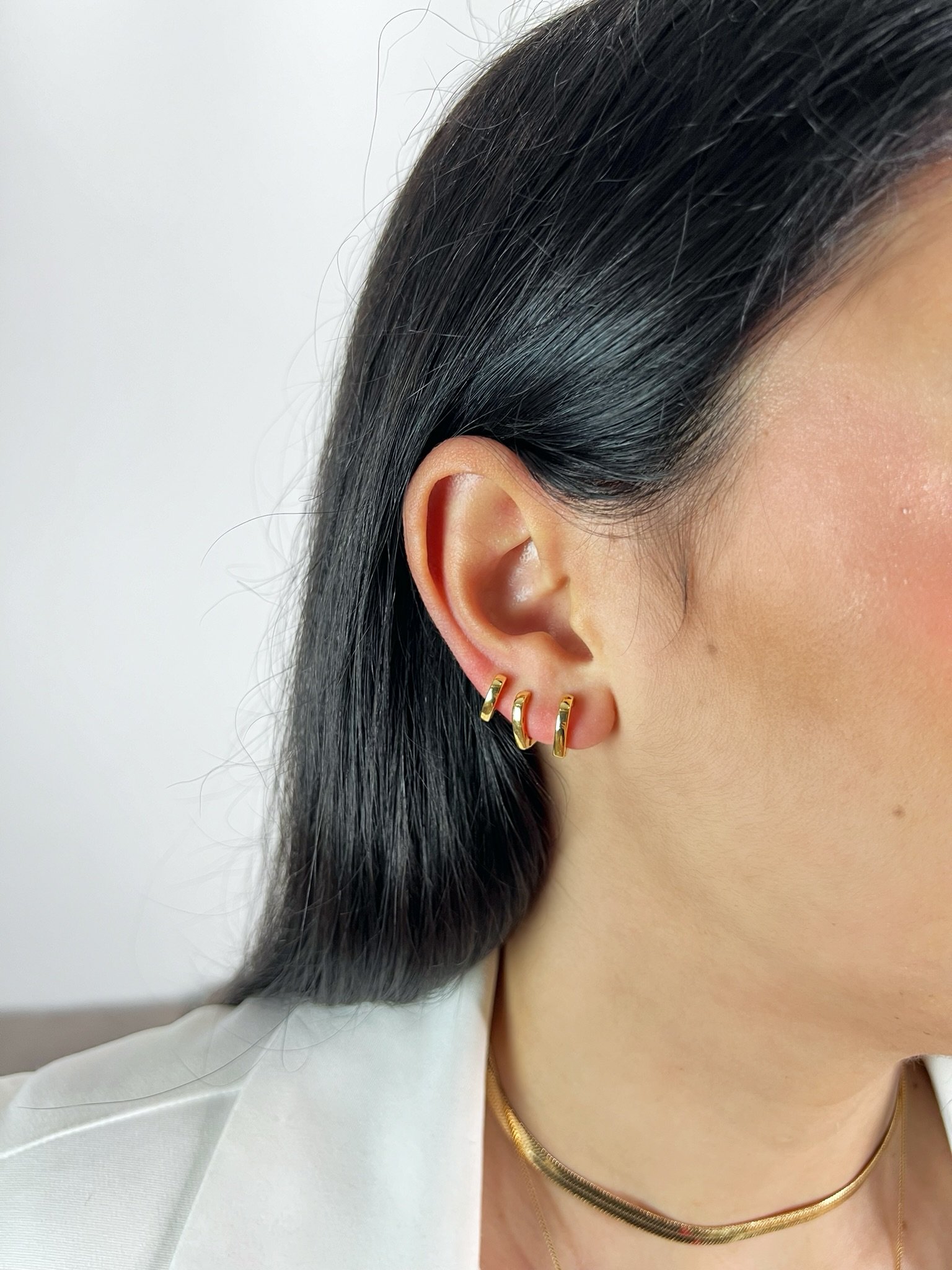 Trio de Argolinhas Clic em Coração Banhado a Ouro 18k